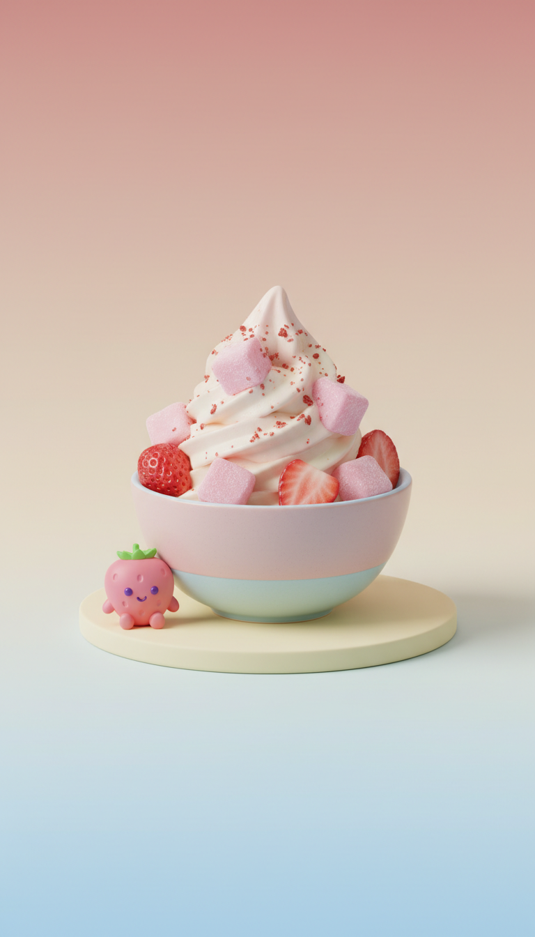 Strawberry mochi froyo bowl